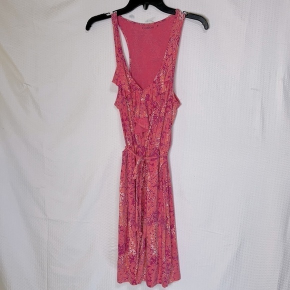 Caslon Nordstrom Pink Floral Print Ruffle Tank Sun Dress - Size Medium - Picture 3 of 7